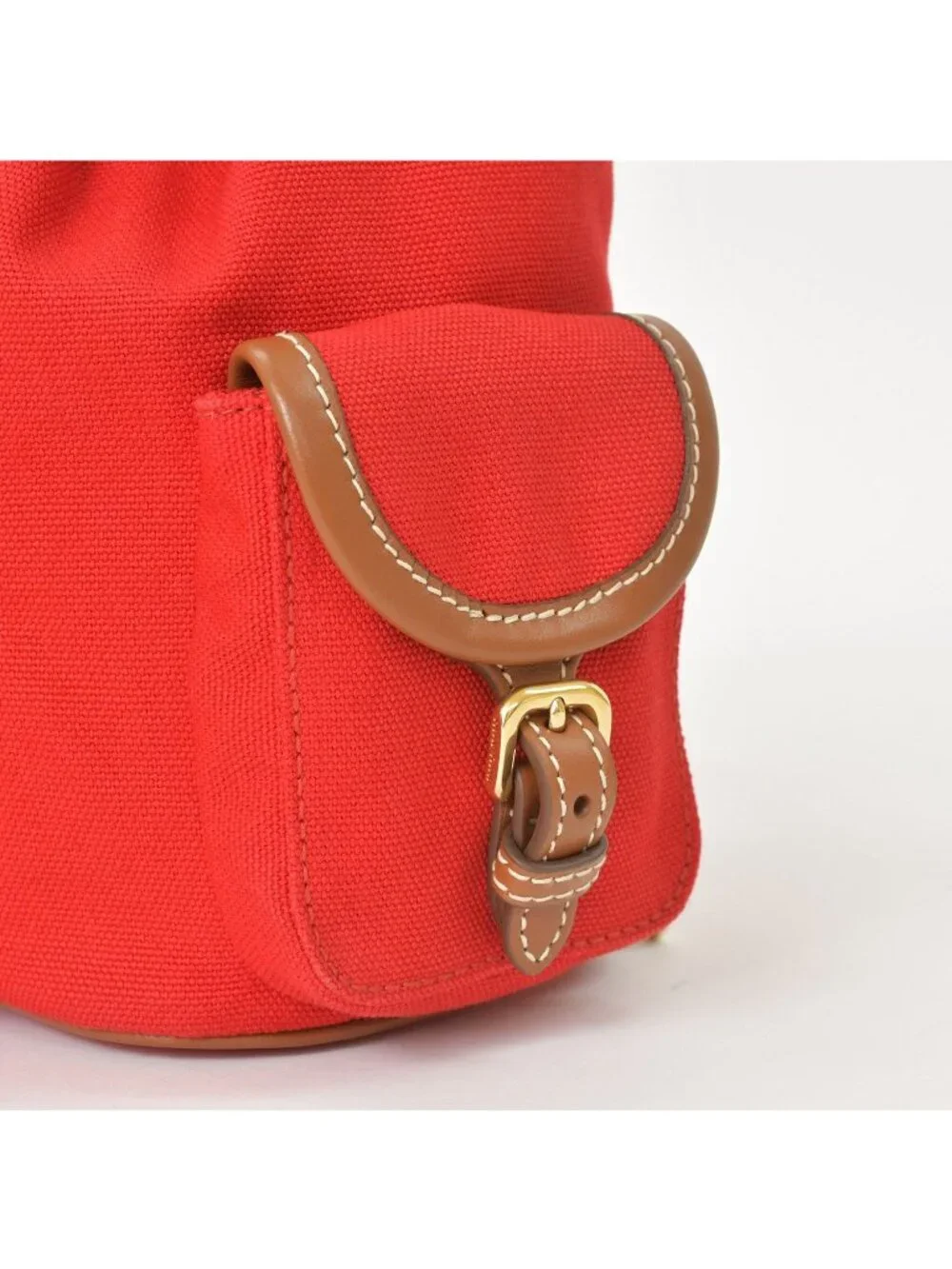 Miu Miu Canvas Leather Backpack Red Brown Gold